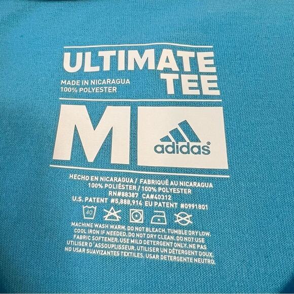 Adidas Women's Medium Ultimate Tee Blue V-Neck Short Sleeve T-Shirt - Picture 4 of 4